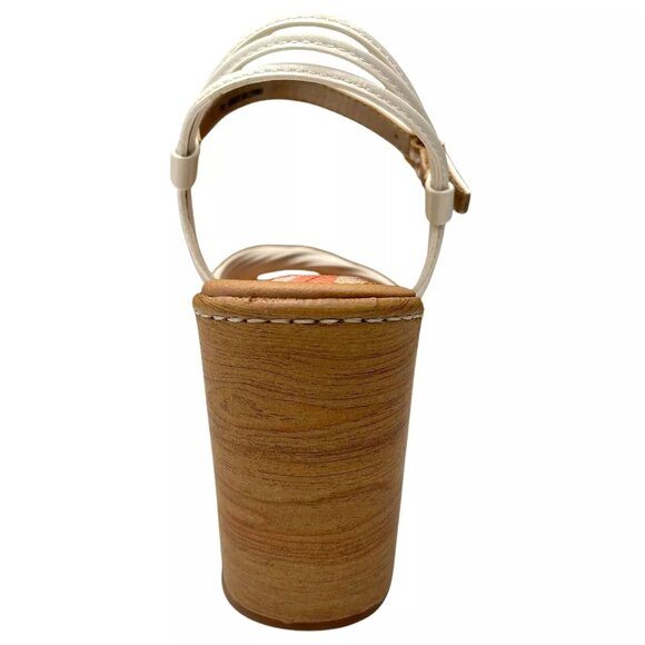 BOC Catalina Women's Platform Wedge Sandal Size 8 White/Tan Glossy Straps Twist - Picture 9 of 14